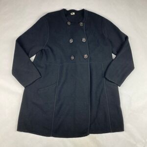 J Crew Womens Sweater Size L Black Double Breasted Cardigan 100% Wool